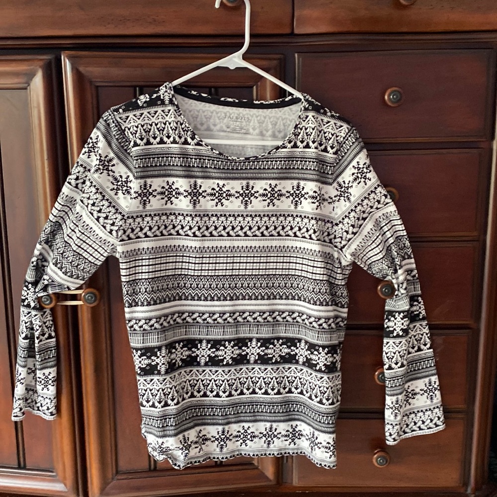 Talbots extra large petite, black and white top